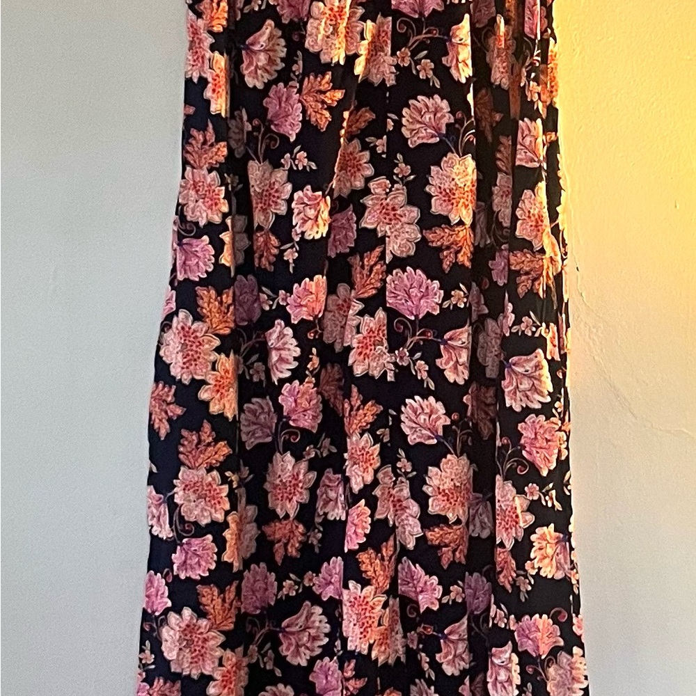 Old Navy Cotton Blue Pink Floral Pocket Long Maxi Tank Slip Sun Dress Large